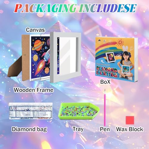 WEMEON Rocket Diamond Art Kits for Kids with Frame 7x7 inch - color: Rocket