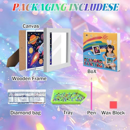WEMEON Rocket Diamond Art Kits for Kids with Frame 7x7 inch - color: Rocket