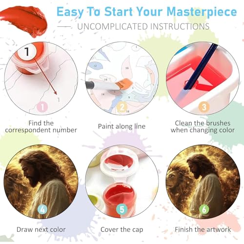 Jesus Paint by Numbers Kit for Adults Framed Canvas 12X16 in, Frameworkless - color: YH02808
