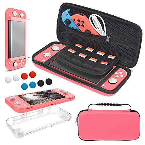 YUANHOT Carry Case & TPU Cover for Switch Lite 2019 - Coral - color: Coral