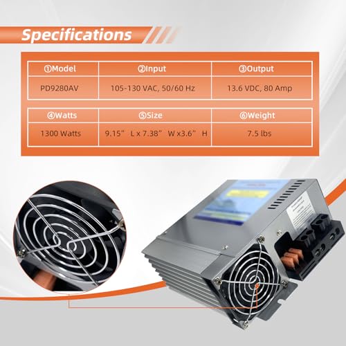 PD9280AV 80Amp RV Power Converter Compatible with Inteli-Power 9200 Series - size: PD9280AV