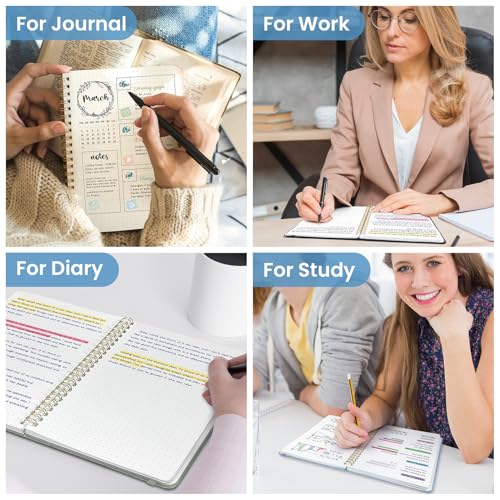 Taja Grid Spiral Notebook for Work, 5.7"x7.9" Spiral Dotted Grid Journal - color: D-Blue, style: b-Dotted