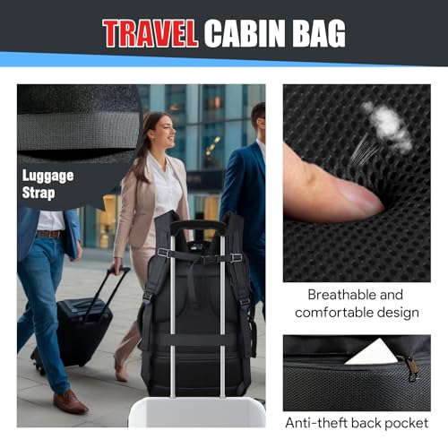 45L Travel Backpack for Men, Expandable Carry On Backpack, Black - color: Black, size: 17.3 inch (21"x13"x9")