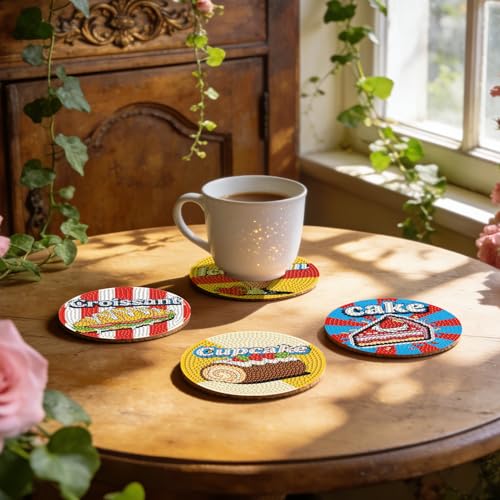 Leatrice Small Diamond Art Coasters Set Diamond Painting Kits for Adults - color: AB Dessert