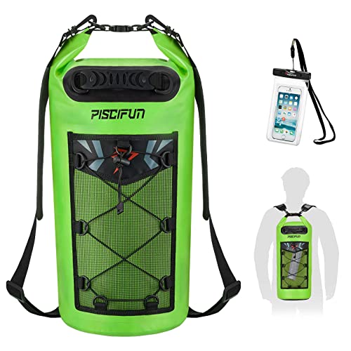 Piscifun Dry Bag, Waterproof Floating Backpack 10L/20L/30L/40L - color: Light Green, style: 30l