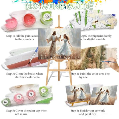 Jesus Paint by Numbers Kit for Adults Framed Canvas 12X16 in, Frameworkless - color: YH02821