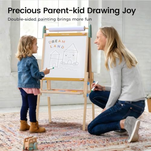 Tiny Land Wooden Easel for Kids, Art Easel with Chalkboard & Whiteboard - color: Pink