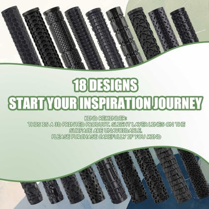 18-Piece Texture Roller Set, Tabletop Terrain Road Pattern Tool - color: Eighteen styles