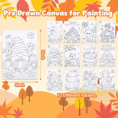Louise Maelys 12 Pack 5x7 Inch Fall Pre Drawn Canvas to Paint for Kids Art - color: Fall