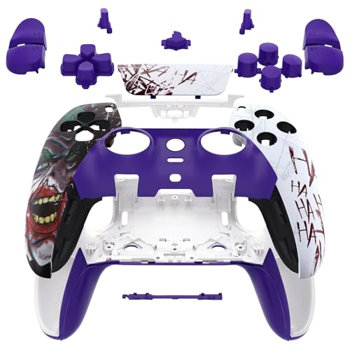 eXtremeRate Full Set Shell with Buttons Touchpad Cover Compatible with ps5 Edge Controller, Clown Hahaha Replacement Decorative Trim Shell Front Back Plates Compatible with ps5 Edge Controller - color: Clown HAHAHA