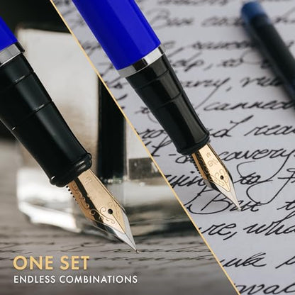 Wordsworth & Black Fountain Pen Gift Set, Medium & Extra Fine Nib, Blue - color: Blue Chrome