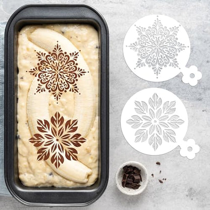 Sitsink Mandala Cookie Coffee Stencils - 25 Pcs Mandala Latte Art Cookie Stencils for Coffee Cake Bread Decor, Reusable Bread Template for Sourdough Decoration Tools Baking Stencil - style: latte art