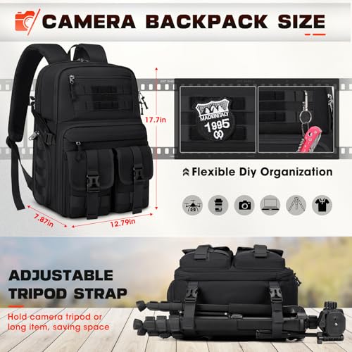 RAINSMORE Camera Backpack, DSLR/SLR/Mirrorless Camera Bag for Photographers - color: Black