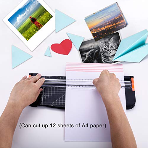 ArtAt A4 Paper Cutter 12 inch Black Paper Trimmer with Sliding Safety Blade