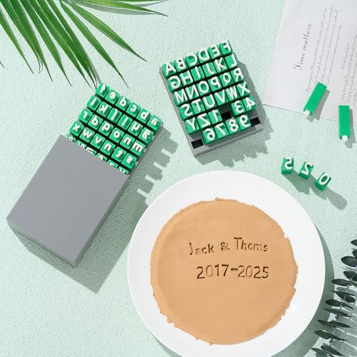 AceOrbit 72 Pcs Letter Stamps Set for Clay, Alphabet Pottery Stamps, Green - color: Green