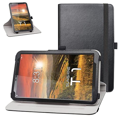 Bige for Sunshine T1 Elite Rotating Case, 360 Degree Rotary Stand with Cute Pattern Cover for Sunshine T1 Elite/Hyundai Hytab Plus 8WB1 8" Tablet, Black - color: Black