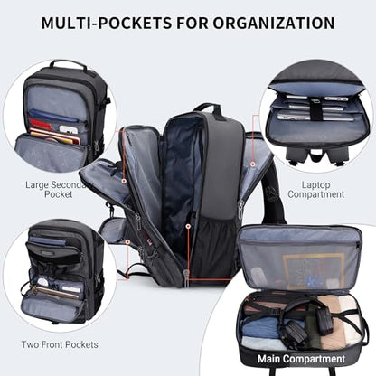 WITZMAN Travel Backpack for Men 40L Convertible Bag Fits 17" Laptop - color: Silvery Grey