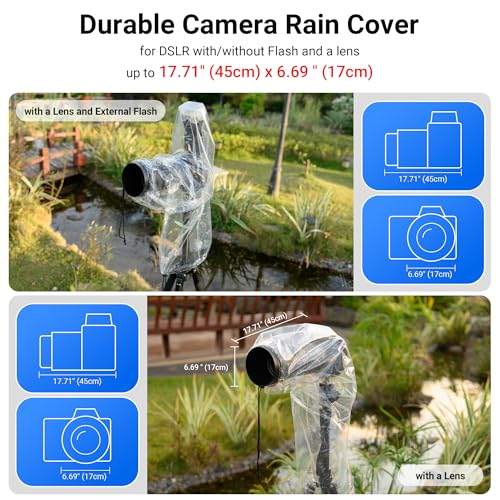 1+1 Clear Camera Rain Cover w/Without Flash for Camera + Lens up to 18" - color: (2Pack)for Camera w/without Flash