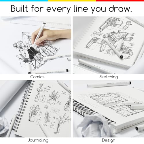 MEEDEN Micro Fineliner Drawing Pens: 6 Sizes, 0.05-3mm, Black Archival Ink - style: Multi-size (6 PCS)