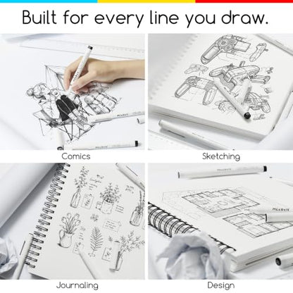 MEEDEN Micro Fineliner Drawing Pens: 6 Sizes, 0.05-3mm, Black Archival Ink - style: Multi-size (6 PCS)