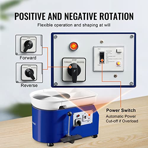VEVOR Pottery Wheel 11inch 350W Ceramic Wheel Forming Machine Accessory Kit - size: 11in-350W