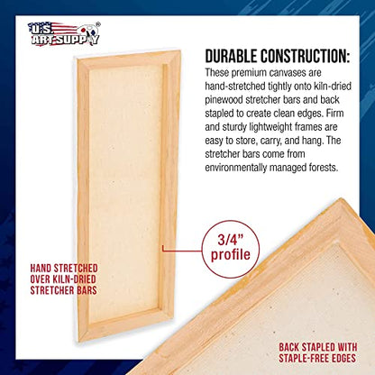 U.S. Art Supply 4"x12" Stretched Canvas for Painting, 3/4" Profile, 6-Pack - size: 4" x 12"