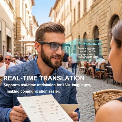 EGQINR Smart Glasses with 4K Camera & Translation - 8MP Video for Women Men