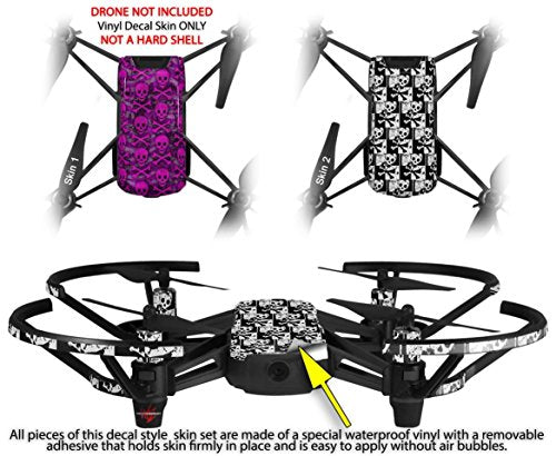 Skin Decal Wrap 2 Pack Compatible with DJI Ryze Tello Pink Skull Bones Drone NOT Included