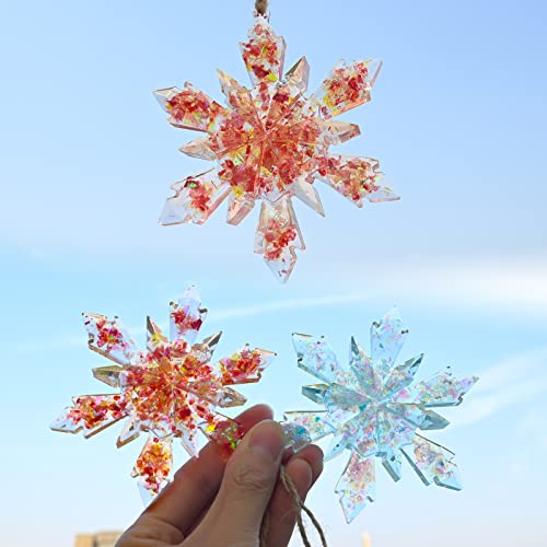HUAKENER Christmas Resin Molds Silicone - 4 Pcs Big Snowflake Resin Mold