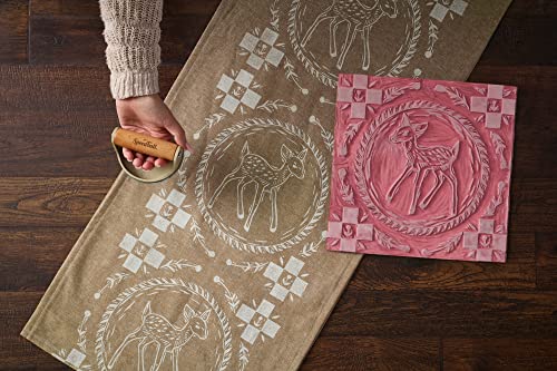 Speedball Deluxe Linocut Block Printing Kit, for Fabric, 14 Pieces, Includes Inks, Brayer, Bench Hook, Lino Handle and Cutters, Speedy-Carve Relief Blocks - size: Deluxe Block Fabric Kit