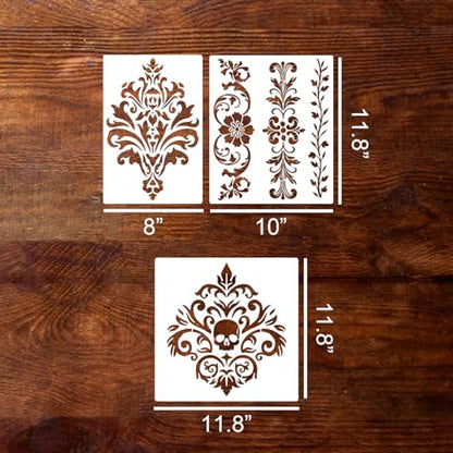 Damask Stencil Wall Stencils for Painting Large Pattern 12" - style: Damask