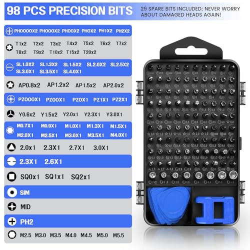 115 in 1 Precision Screwdriver Set, Mini Professional Magnetic Repair Tool Kit, Multi functional Small Screwdriver for Macbook, Phone, PC Computer, Watch, Game Console, Electronic Repair(Blue)