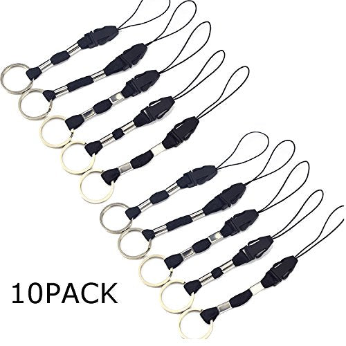 YOUOWO 10Pcs Nylon Finger Short Lanyards With Circular Ring Detachable - color: 10 Pack-black