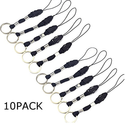 YOUOWO 10Pcs Nylon Finger Short Lanyards With Circular Ring Detachable - color: 10 Pack-black