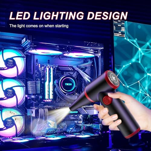 ATEngeus Air Duster, Stepless Speed Compressed Air Duster with LED Light - color: Tad072