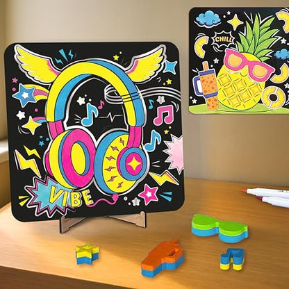 Imagimake DIY Neon Art Kit, 12 Creative Activities for Kids Ages 8+ - style: Neon Art Kit