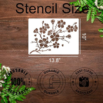 Large Flower Stencils Floral Stencils Wall Stencil 13.8"x10" - style: Flowers 02