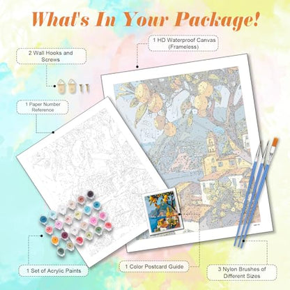 Kalonyth Lemon Tree Paint by Numbers Kit for Adults, 16x20 inch, No Framed - color: OP-US13