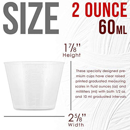 Pouring Masters 2 Oz (60 ml) Liquid Measuring Cups, 100 Pack with 25 Sticks - size: 2-Ounce - Cup