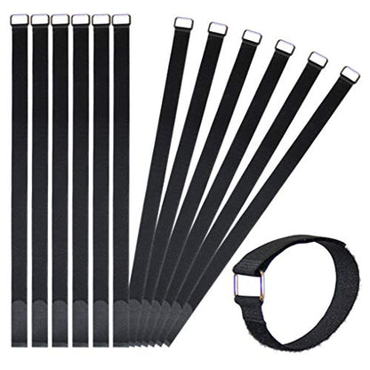 24 inch Hook and Loop Cable Strap - Reusable Fastening Strap - 12 PACK 1 inch Wide Nylon Cable Cinch Wrap - size: 1 x 24 in