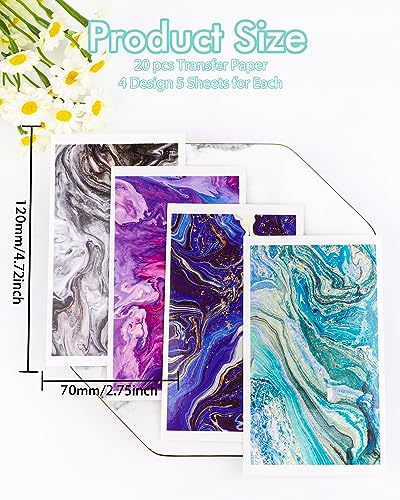 Puocaon Polymer Clay Transfer Paper - Fluid Marble Transfer Sheets for Polymer Clay Earrings Jewelry Making