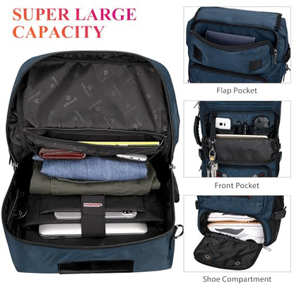 WITZMAN Carry on Travel Backpack for Men Airline Approved Fits 16" Laptop - color: 04.blue