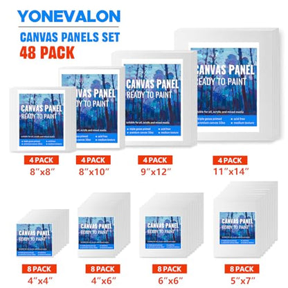 Canvas Boards for Painting, 48pcs Multi-Size Paint Canvas Art Supplies Gift - size: 48pcs
