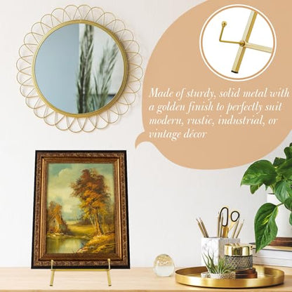 Leinuosen 1 Pcs Metal Tabletop Easel Stand, Tripod Display, Gold - color: Gold
