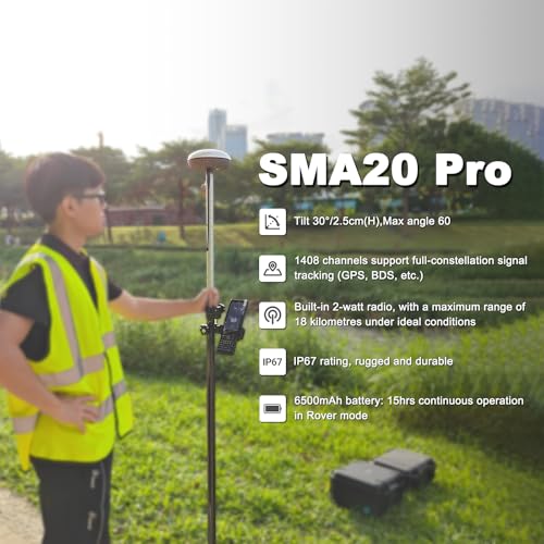 SMA20 Pro RTK Base Station GNSS Receiver GPS Land Survey Equipment, Connect with Drones/UAVs, Free Field Surveying Software for Permanent Use,1408 Channels, NOAA/PPK, for GIS and Precision Agriculture - style: SMA20 Pro Base(410~470MHz)