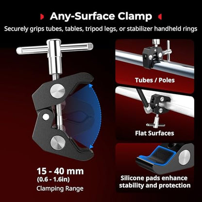 SmallRig Magic Arm Clamp, Phone Mount for Magsafe & Magnetic Adapter Ring - size: 11''+phone mount