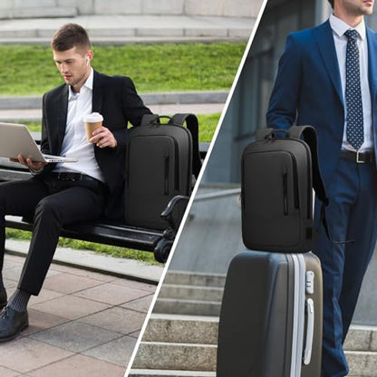 hk Backpack for Men Business Slim Laptop Bag - color: Black, size: 17.3 Inch