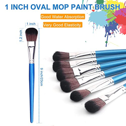 GACDR 1 Inch Oval Mop Brush Set, 6PCS Blending Brushes for Acrylic Painting - size: 1 inch