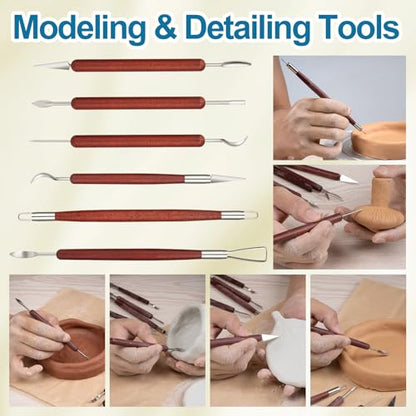 Amrules 6 Pcs Double-Ended Clay Carving Tools Set for Adults, Red - color: Red-Sculpting-6Pcs