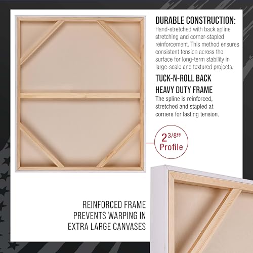U.S. Art Supply Stretched Canvas for Painting 48" x 60" 2-3/8" Extra Deep - size: 48" x 60"